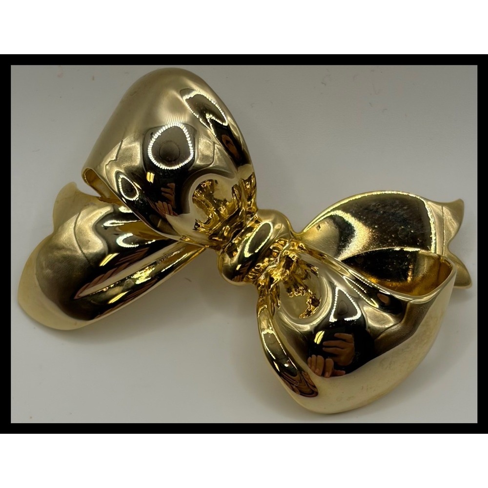 Bow Brooch Gold 3D Sculptural Statement Pin